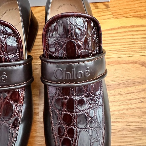 Chloé NIB Women's Brown Cheryl Leather Loafer Pumps (38) - Picture 2 of 16